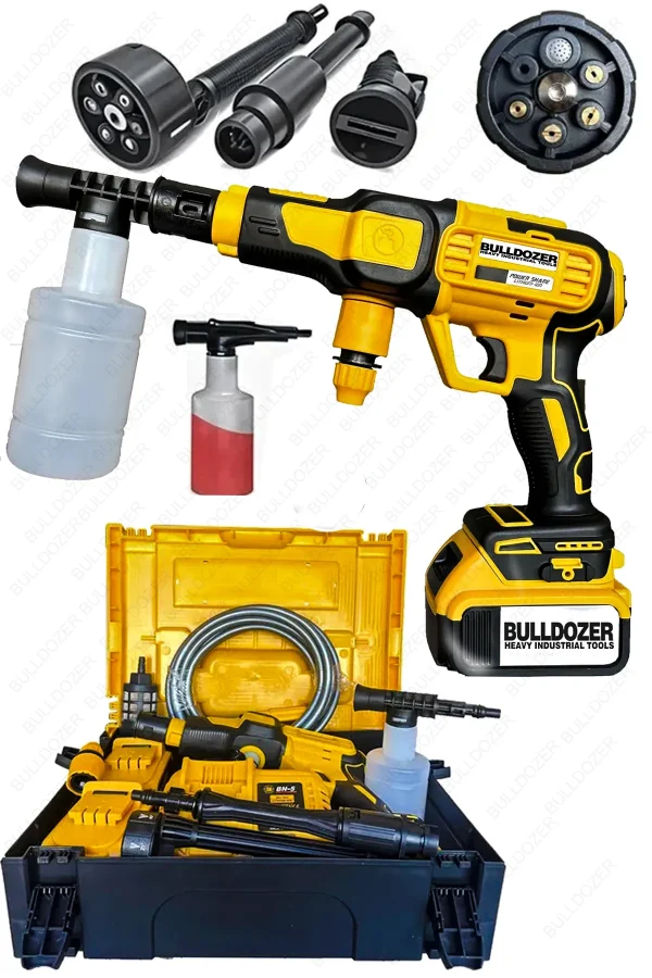 Bulldozer Pro Oto Yıkama Makinesi 2 Akülü Basınçlı Yıkama Set