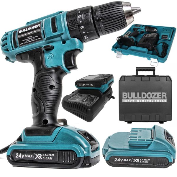 Bulldozer XR-SET 24 V 5 Ah Darbeli Çift Akülü Şarjlı Vidalama Matkap + 27 Parça Usta Seti (MAVİ) - Görsel 7