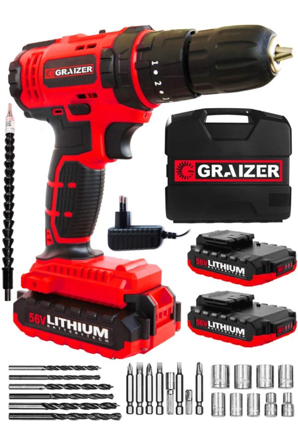 Graizer Germany Technology X-rs 56 V 5 Ah Darbeli Çift Akülü Şarjlı Vidalama Matkap 27 Parça Set