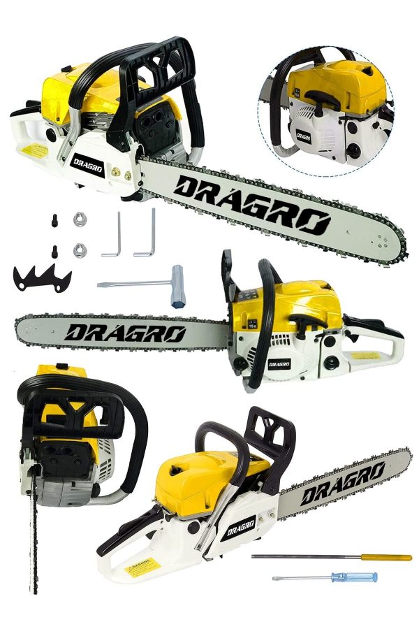 DRAGRO - Germany Benzinli Testere 9.9 Hp Ağaç Odun Dal Kesme Makinesi Motorlu Testere-drg-9900