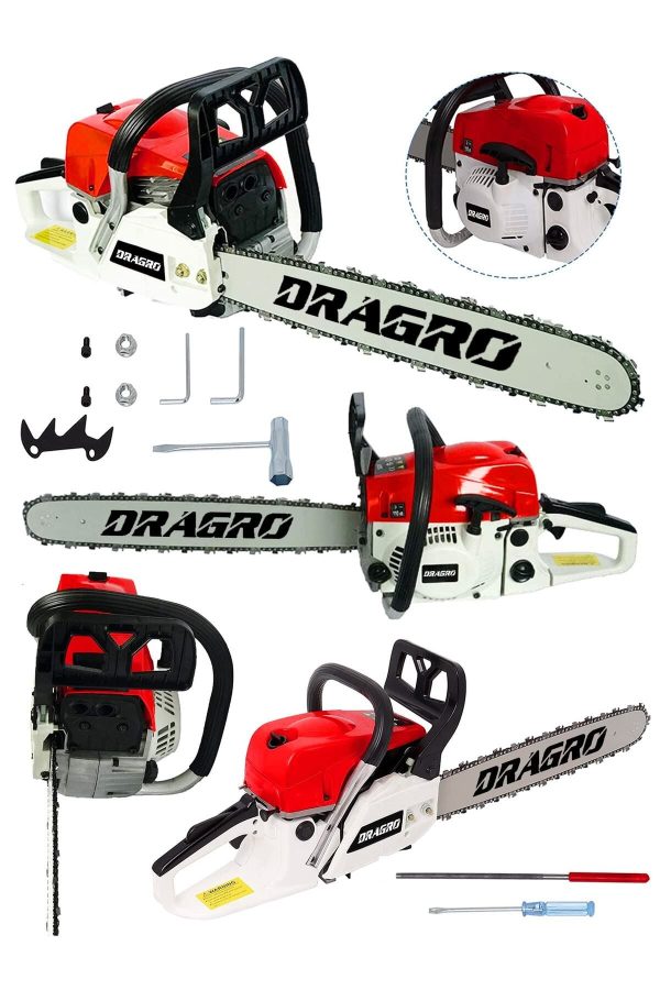 DRAGRO - Germany Benzinli Testere 9.9 Hp Ağaç Odun Dal Kesme Makinesi Motorlu Testere-drg-9900