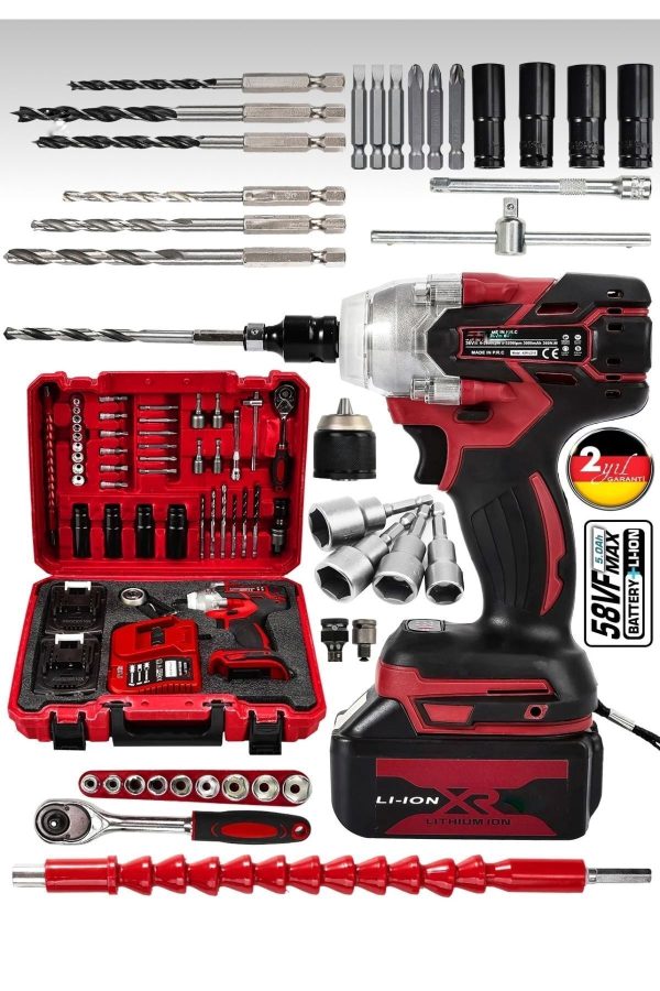 BULLDOZER 598vf Professional Somun Bijon Sökme Şarjlı Darbeli Matkap Vidalama Set Setli 32 Parça - Görsel 2