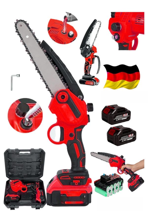 SCHUTZENGER ALMAN 906 RP 10 PİLLİ OTOMATİK YAĞLAMALI ÇİFT BATARYALI ZİNÇİRLİ ODUN DAL BUDAMA MAKİNASI 20 CM PALA