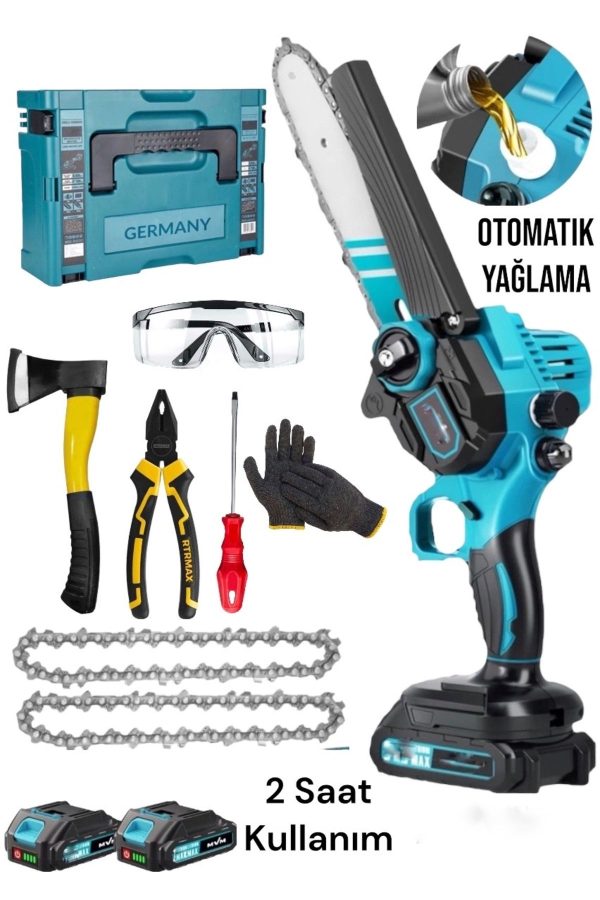 SCHUTZENGER 598Vt OTOMATİK YAĞLAMA 10 PİLLİ ÇİFT AKÜLÜ ŞARJLI AKÜLÜ BUDAMA TESTERESİ ODUN KESME MAKİNESİ