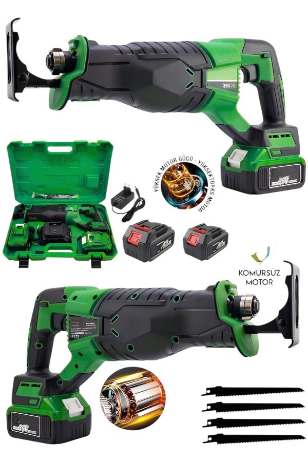 BULLDOZER ALMAN 7 SERİSİ ŞARJLI TİLKİ KUYRUĞU TESTERESİ 4 BIÇAKLI KEMİK KESİM VS KÖMÜRSÜZ PİSTONLU MOTOR YEŞİL