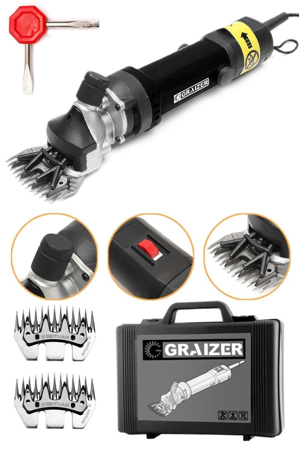 Graizer Alman 1600 W Metal Şanzuman Bakır Sargili Koyun Keçi Kirkma Kirpma Makinesi + 2 Yedek Bıçak Hediyeli - Görsel 2