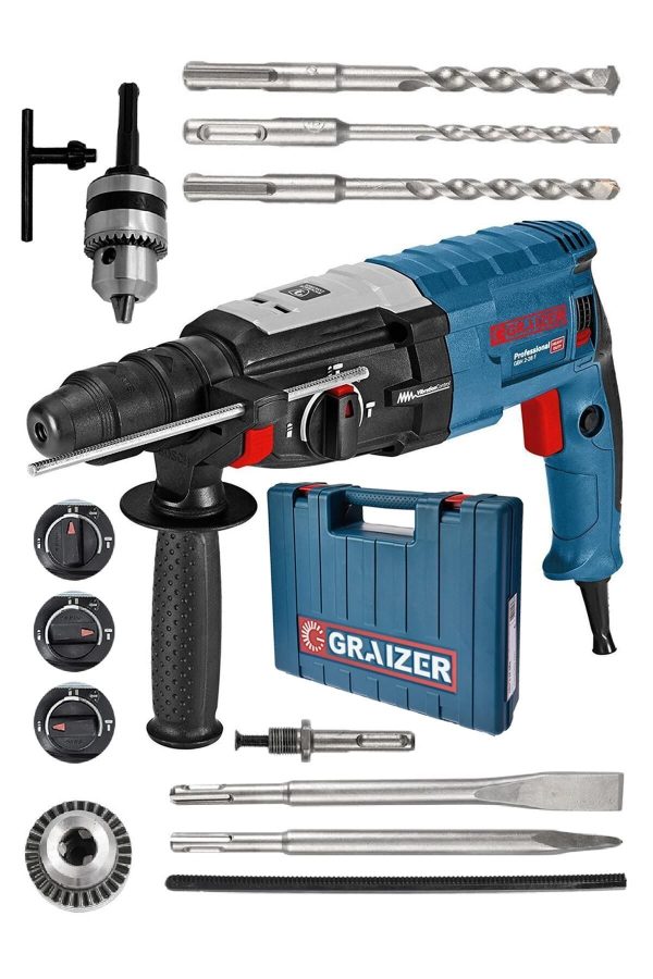 Graizer Alman 3000 Watt Kırıcı Delici Metal Dişli Şanzuman Hilti Darbeli Matkap Yedek Mandren 5 Uç - Görsel 2