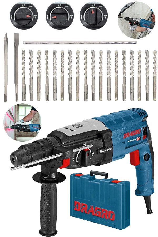 DRAGRO 4200 Watt Kırıcı Delici 5.0 J- Metal Dişli Şanzuman Hilti Darbeli - Görsel 2