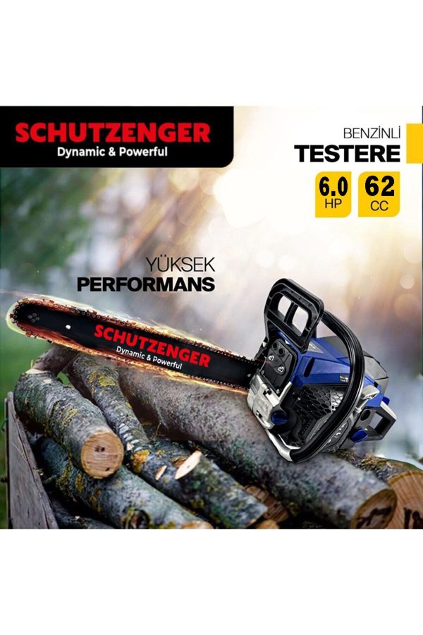 SCHUTZENGER Hr 6000 Benzinli Testere Ağaç Odun Dal Kesme Makinesi 6.0 hp 62 cc Motorlu Testere Orman Motoru - Görsel 2