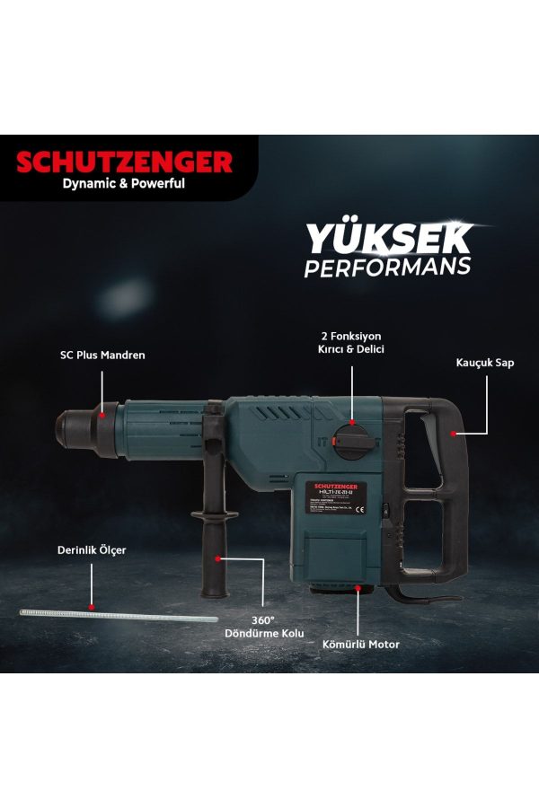 SCHUTZENGER German Desing 3600w 11 Kg Sds Max 3 Fonksiyonlu Kırıcı - Delici Hilti Z1c-zt2-52 52 Mm - Görsel 4