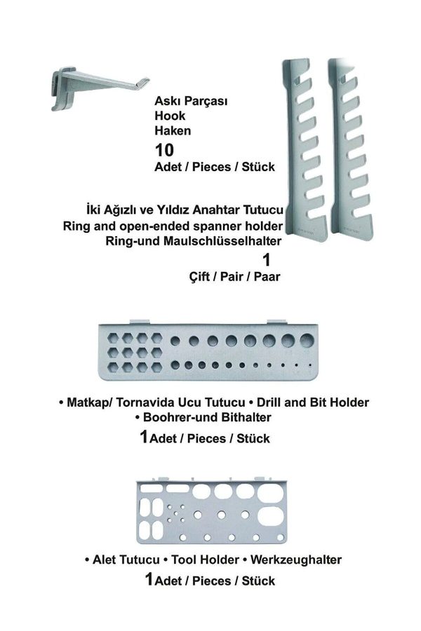 Her Şey Elinizin Altında Duvar Alet Paneli 43 Parça Hırdavat Duvar Panel Set Avadanlık - Görsel 5