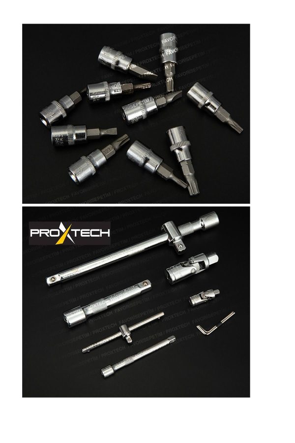 Valiz Çanta Cr-V Çeliği  108 Parça  1/2 Ve 1/4 Torx Cırcırlı Lokma Anahtar Takımı Bits Uç Full Set - Görsel 2