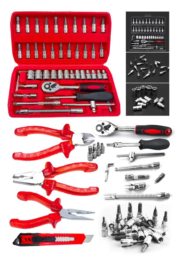 50 Parça Mini Lokma Takımı Otomatik Cırcırlı 1/4" Wrench Set Yüksek Kalite Kombinasyon Alet Seti