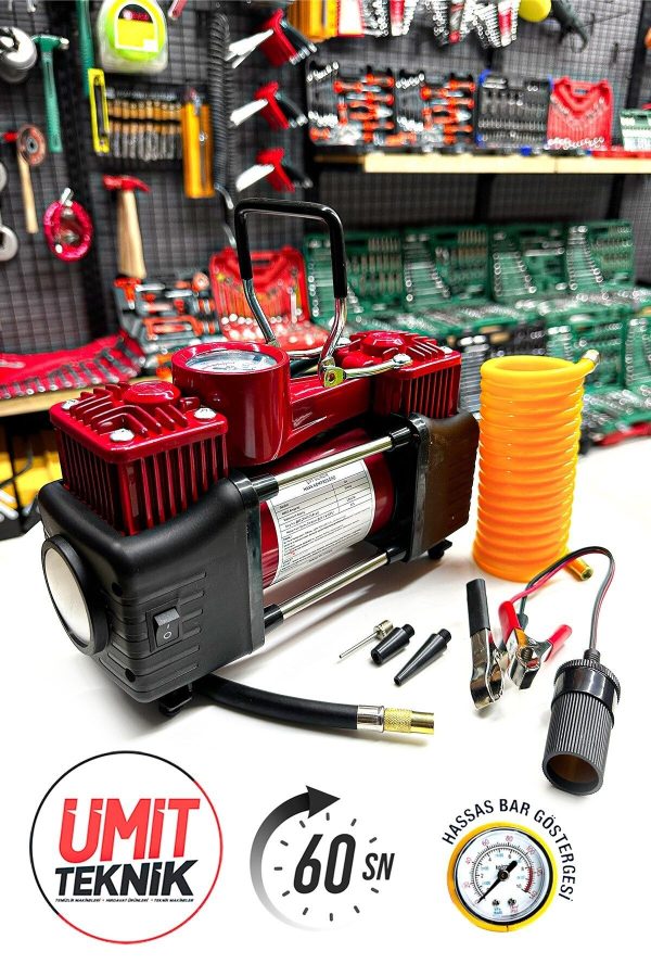 Oto Kamyon Lastik Şişirme 12V 150PSI Ağır Hizmet Çift Silindirli Çantalı Hava Kompresörü Kit Set