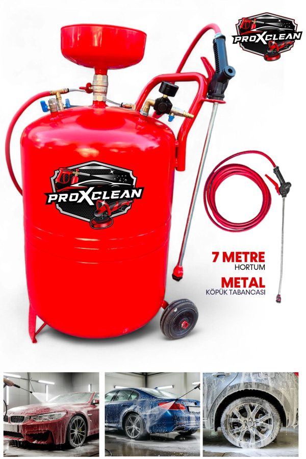 Premium Kalite 100 Litre Köpük Püskürtme Proxclean Köpük Tankı 7 Metre Hortum Metal Tabancalı