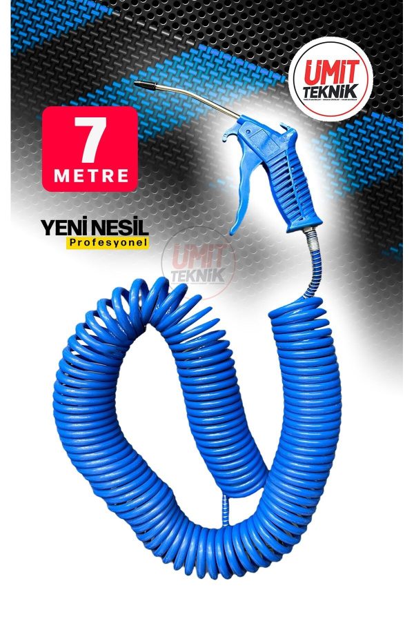 7 Metre Hava Tabancası Yeni Nesil  Spiral Hava Hortumu Kompresör Hava Tabancası Set-7 METRE - Görsel 2