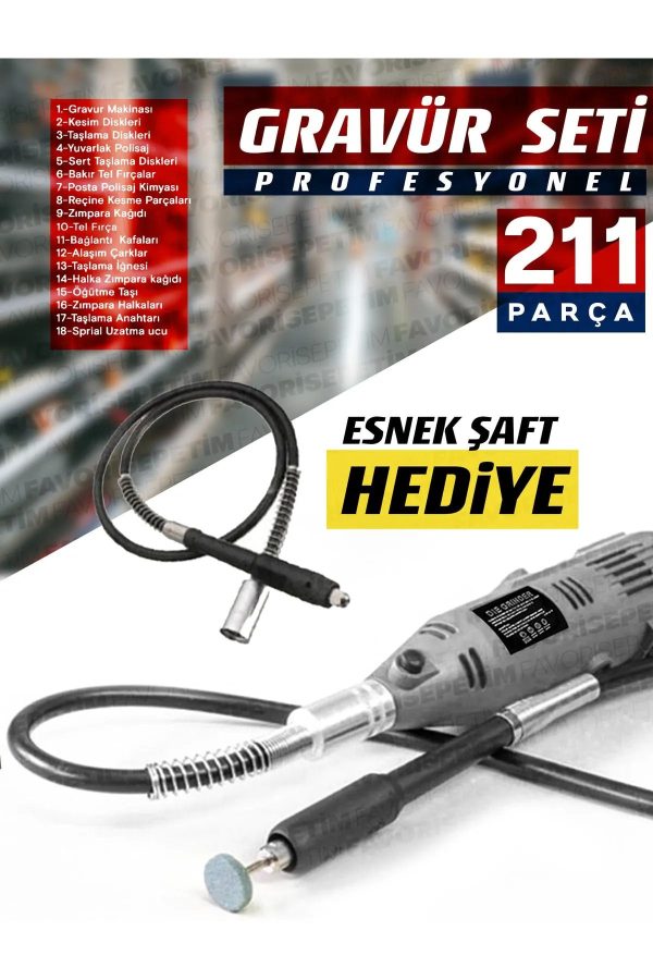 Pro 234pcs Multi 6 Kademe Devirli Çantalı Dramel Gravür Hobi , Esnek Şaft Mengene Hediye - Görsel 4