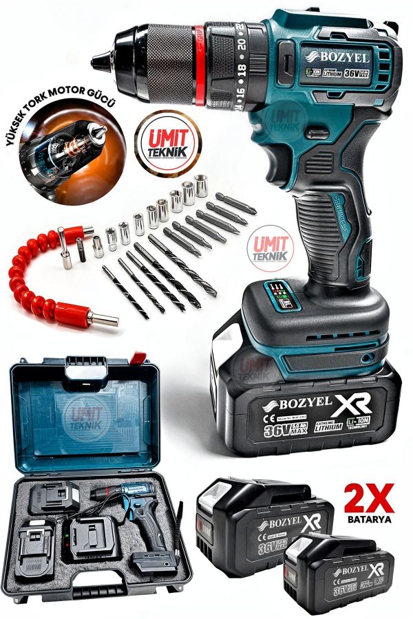 Premium Kalite 36vf  Kömürsüz Motor Çelik Mandren Darbeli Şarjlı Matkap Akülü Vidalama - Görsel 4