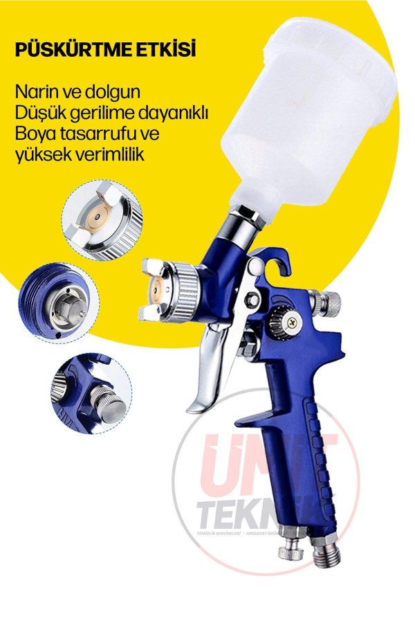 Üstten Depolu Metal Paslanmaz Profesyonel Detay Gölge Tabancası 120 Cc/0,8 Mm 15mt Hortum  jak Kit - Görsel 3