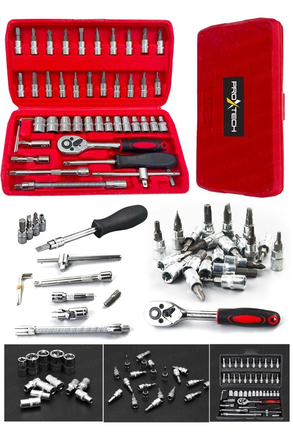 46 Parça Mini Lokma Takımı Otomatik Cırcırlı 1/4" Wrench Set Yüksek Kalite Kombinasyon Alet Seti