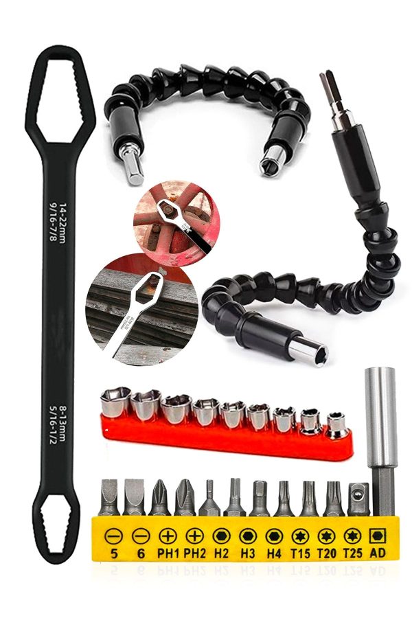 Çift Başlıklı Torx Anahtar Tornavida Matkap Adaptör Bits Esnek Açı Uzatma Çubugu T/h/ph/torx Set