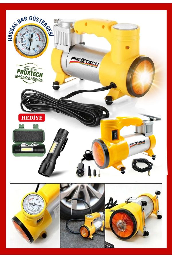 12V Full Taşınabilir 150 Psı Araba Oto Araç Lastik Şişirme Pompası Metal Gövde Kompresör Set - Görsel 2