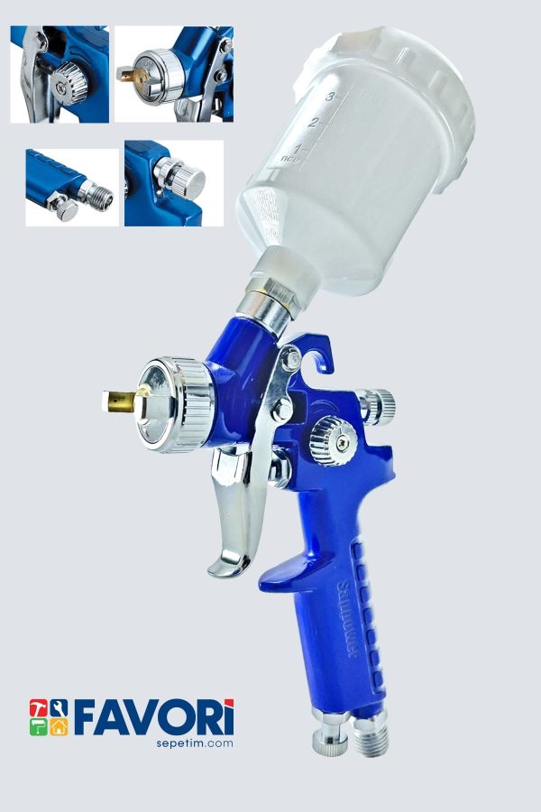 Sappower Premium H-2000 Üstten Depolu 125 Mm Gölge Sis Boya Tabancası 0,5mm-0,8-1.0mm - Görsel 2