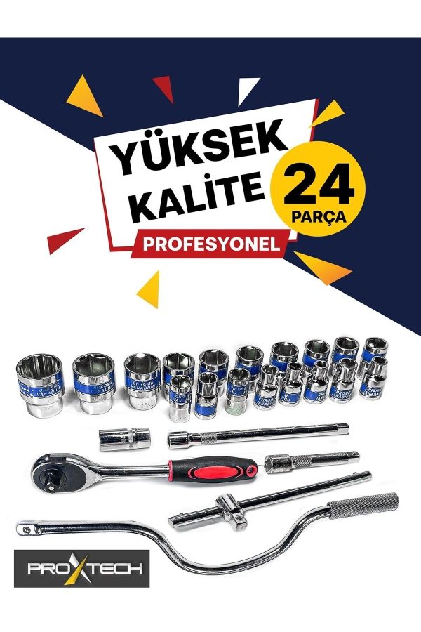 Profesyonel Metal Kutulu 24 Adet/takım Cırcır Kollu Aracı Set Oto Mekanik Lokma Set - Görsel 2