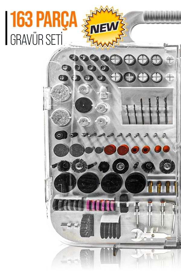 Pro 163 Parça Dramel 6 Devir Ayarlı Pvc Çantalı Hobi Gravür Seti Mini Taşlama Esnek Şaft Hediye - Görsel 2