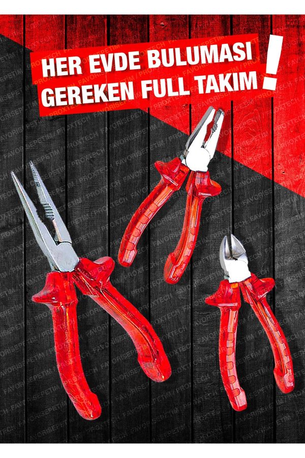 11 Pcs Full Takım El Aleti Kiti Pense Kombin,3 Metre,çekiç,yıldız,düz,kerpeten Tamir Kiti - Görsel 2