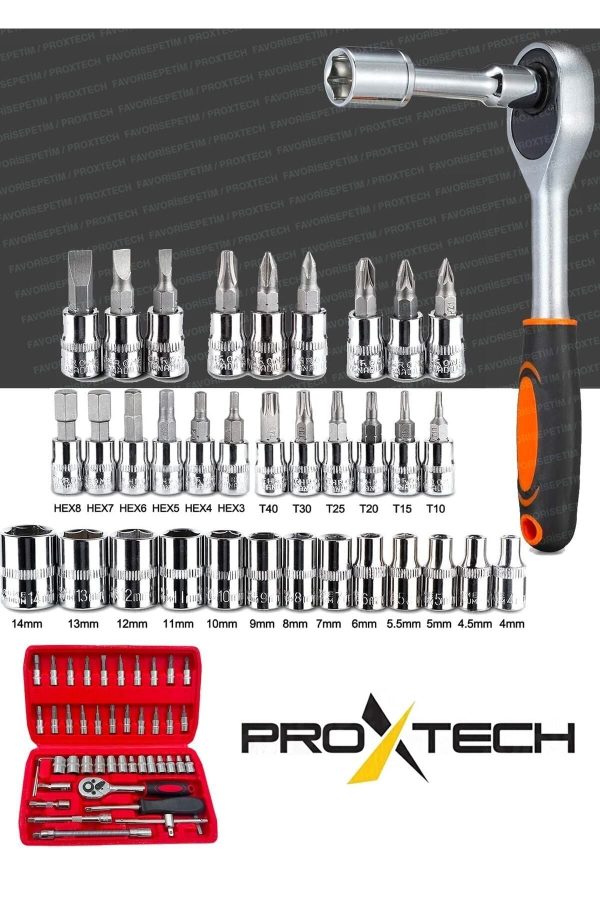 46 Parça Mini Lokma Takımı Otomatik Cırcırlı 1/4" Wrench Set Yüksek Kalite Kombinasyon Alet Seti - Görsel 2