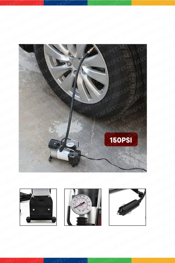 Yüksek Kalite Taşınabilir 150psi 12v Top Bisiklet Minicar Lastik Şişirme Pompası Hava Kompresörü Kit - Görsel 2