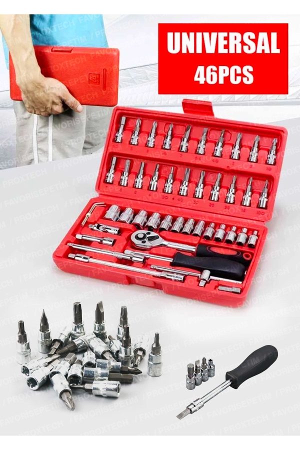 46 Parça Mini Lokma Takımı Otomatik Cırcırlı 1/4" Wrench Set Yüksek Kalite Kombinasyon Alet Seti - Görsel 2