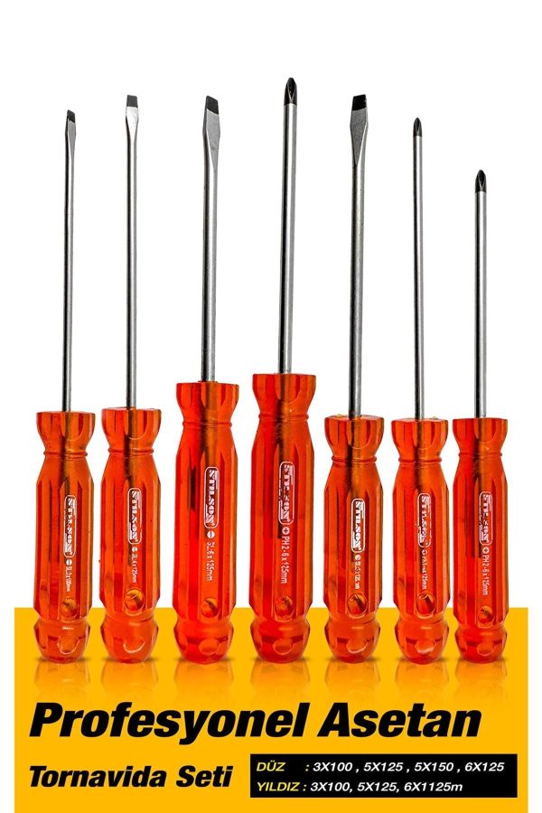 Asetat saplı 7parça Pro Tornavida Takım 46Parça Cırcır Lokma Takımı Otomatik Cırcırlı 1/4" Paket Set - Görsel 2