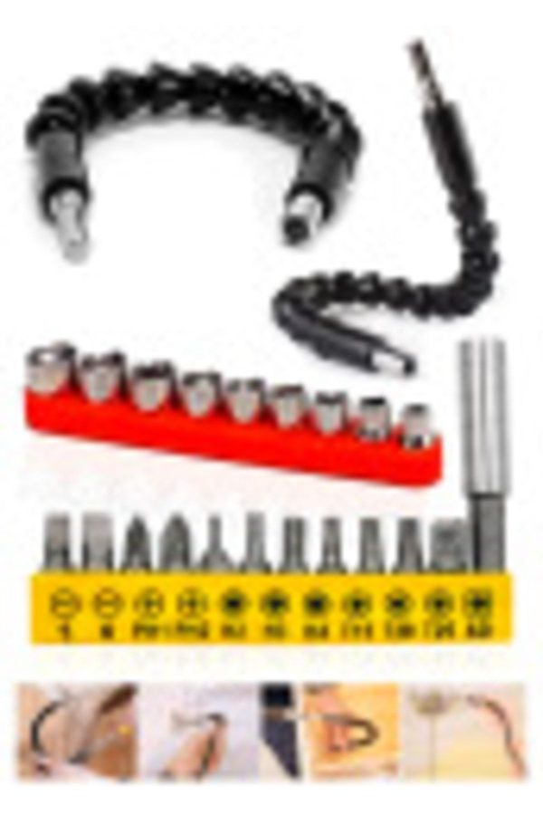 Çift Başlıklı Torx Anahtar Tornavida Matkap Adaptör Bits Esnek Açı Uzatma Çubugu T/h/ph/torx Set - Görsel 3