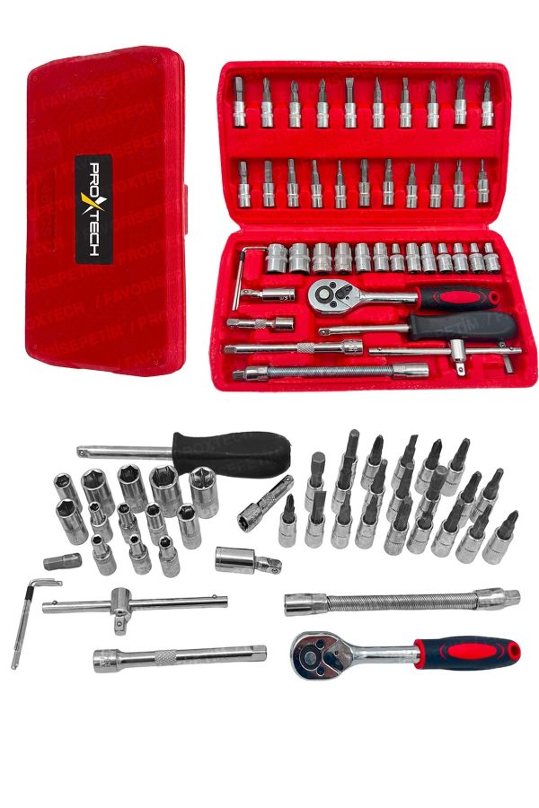 50 Parça Mini Lokma Takımı Otomatik Cırcırlı 1/4" Wrench Set Yüksek Kalite Kombinasyon Alet Seti - Görsel 3