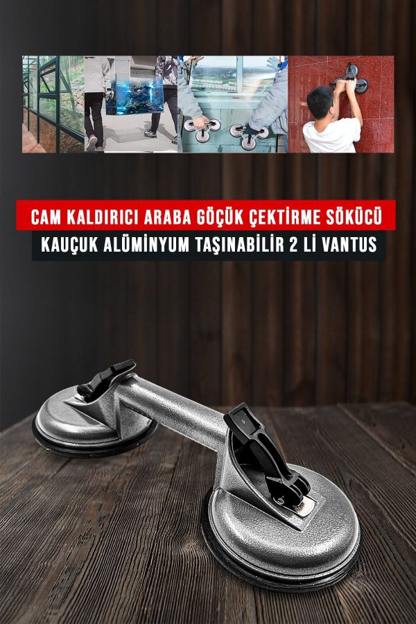 Premium Yüksek Kalite Cam Fayans Kaldırma Metal Alüminyum 3lü 2li SetCam Fayans Taşıma Vantuz - Görsel 3