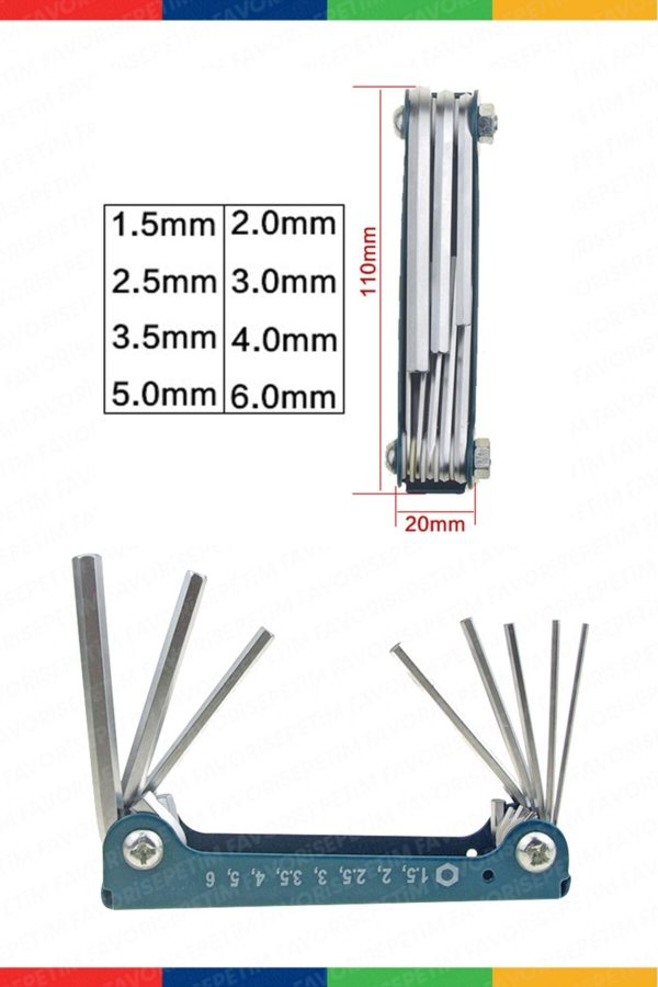 Yüksek Kaliteli 8 Prc Taşınabilir Katlanır Anahtar Altıgen Anahtar Alyan Tamir Kiti Çakı Takımı - Görsel 3