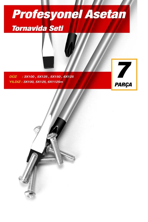 Asetat saplı 7parça Pro Tornavida Takım 46Parça Cırcır Lokma Takımı Otomatik Cırcırlı 1/4" Paket Set - Görsel 4