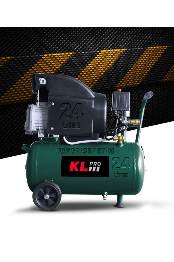 24 Litre Çift Hava Çıkışlı 2 Hp 8 Bar 116 Psi Klk25 Hava Kompresörü+ 15mt Horum + Boya Tabancası Set - Görsel 4