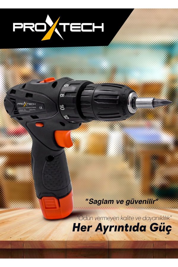 Pro Yüksek Kalite Geliştirilmiş Motor Premium Lityum Akülü Vidalama Şarjlı Matkap Aksesuar Seti - Görsel 5